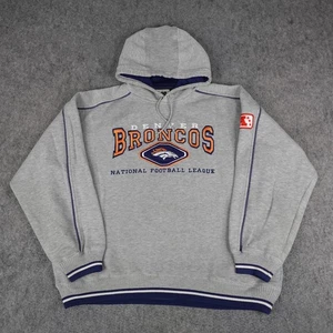 Vintage Denver Broncos Hoodie Mens Large Gray NFL Pullover Sweatshirt Lee Sport - Picture 1 of 18