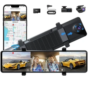 3 Kanal Spiegel Dash Cam, 12" Dreifach Rückspiegel mit Front 4K, Innen... - Bild 1 von 7