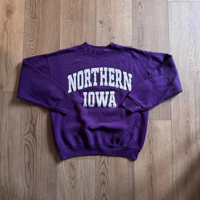 Vintage Northern Iowa Panthers Purple Mens Medium Crewneck 90s Spellout UNI NI - Image 1 of 4