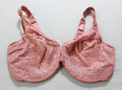 Sutiã Glamorise Feminino Fecho Frontal Renda Elástica WonderWire CA4 Damasco Tamanho 44DD - Imagem 1 de 4