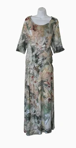 A6 NEW SOFT SURROUNDINGS Tropical Floral Elbow Sleeves Maxi Dress Size L $129 - Picture 1 of 6