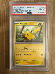 Pikachu - 025/165 - Pokemon 151 Pokemon Together Rare Card PSA 8 - Picture 1 of 2