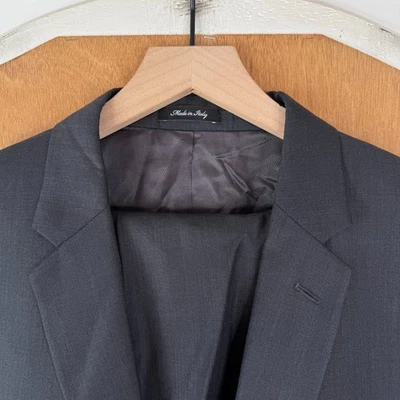 Egara Suit Mens 44R Gray 2 Button 100% Wool Zignone Super 110s Wool Pants 38x30 - Image 1 of 4