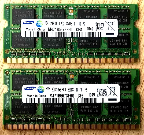 Samsung 2X2Gb DDR3 SO-DIMM Memoria RAM - Imagen 1 de 1