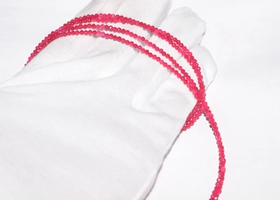 Natural Rubí Rojo Piedra Preciosa 2.5MM Perlas con Caras 925 Plata 18" 2 Capas - Imagen 1 de 4