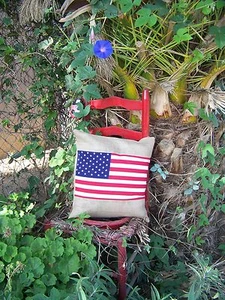 Amerikanische Flagge Sackleinen Kissen 18x18 Überwurf Deko Französisches Land 1 Stück - Bild 1 von 4