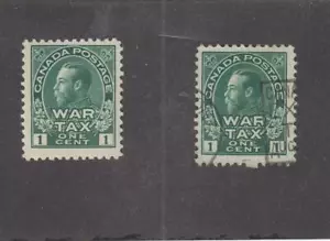 CANADA (MK1542) # MR1 VF-MLH/1USED 1cts 2 KGV WAR TAX /GREEN CAT VALUE $36 - Picture 1 of 1