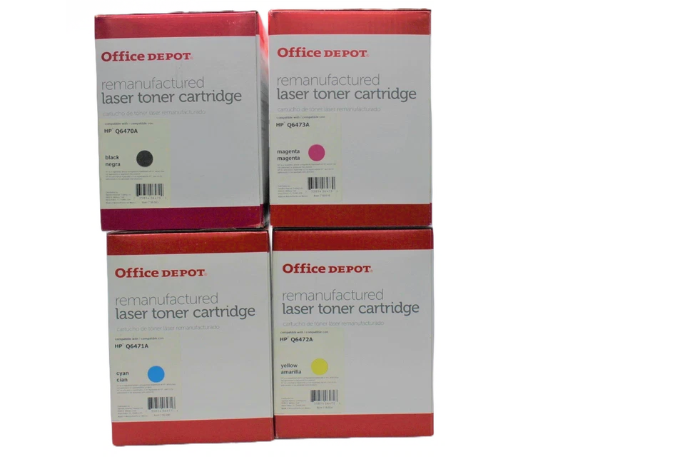 Juego de 4 tónicos de color Office Depot 501A negro, magenta, cian, amarillo Q6470A-Q6473A Foto 1 de 4