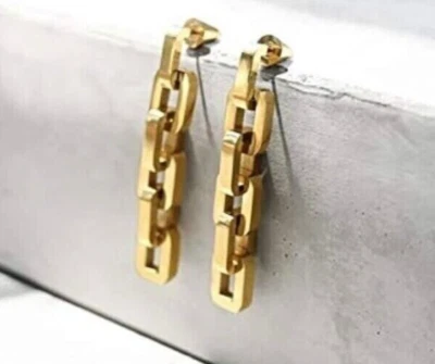 Eddie Borgo Supra Chain Link Earrings 12k Gold Vermeil Handmade Bold Stunning - Image 1 of 3