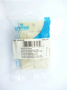NIP - LEVITON IVORY WALL JACK W/F-CONNECTOR - TYPE 625/4-CONDUCTOR - # 40959-ID - Picture 1 of 3