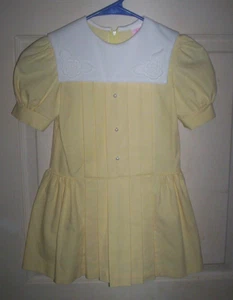 Girl's Size 5 Vintage Miss Quality  Pastel Yellow Pleated Pintuck Dress EUC - Picture 1 of 6