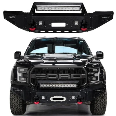 Vijay For 2017-2020 Ford F150 Raptor Steel Front Bumper with LED Lights & D-ring Foto 1 de 4