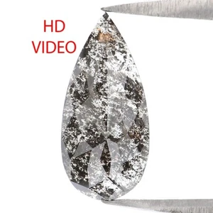 Diamante natural suelto en forma de pera 0,88 quilates 10,70 mm sal y pimienta diamante LQ2316 - Imagen 1 de 8