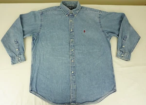 Vintage Polo Ralph Lauren Blaire chambray button down men's shirt fits 2XL - Picture 1 of 14