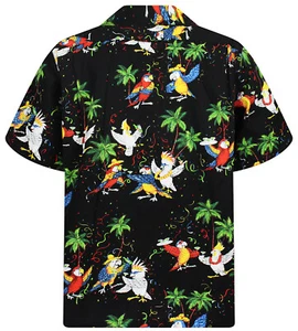 PLA Original Chemise Hawaïenne Partie Perroquet Noir - Imagen 1 de 6