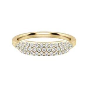 14K Yellow Gold Round Cut Lab Grown Diamond Women Wedding Band Ring - Picture 1 of 5