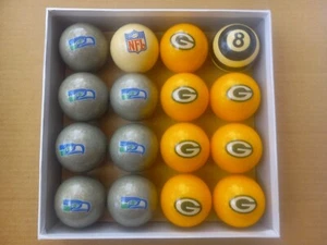 Juego de pelotas de billar Green Bay Packers Seattle Seahawks NFL Royal Crown - Imagen 1 de 4