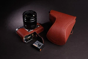 Funda Bolso Completo de Cuero Real Genuino para Cámara para FUJIFILM X-A3 XA3 Marrón - Imagen 1 de 8