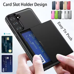 Card Slot Holder Wallet Case Phone Cover For Samsung Galaxy S24 Ultra S23 FE S22 - Picture 1 of 26