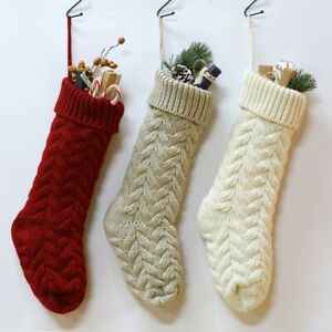 Extra Large Cable Knit Knitted Christmas Stockings Festive Stocking Decor