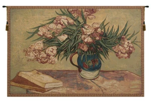 Oleanders and Books Italian Tapestry Wall Art Hanging Home Decor New 38x54 inch - Picture 1 of 5