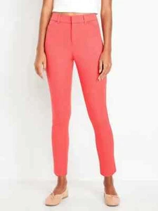 Old Navy Pixie Skinny Ankle Dress Pants Women 6 Coral Pink High Rise Stretch NEW - Picture 1 of 12