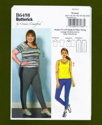 Pullover Top, T-Shirt & Pants Sewing Pattern (Plus Sizes XXL-6X) Butterick 6498 - Image 1 of 4