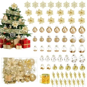 72pcs Christmas Tree Decorations Set Christmas Ornaments Shatterproof Plastic... - Picture 1 of 7