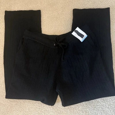 Womens DKNY Cashmere Blend Sweater Knit Jogger Pants Black Size XL NEW W/TAGS - Image 1 of 4