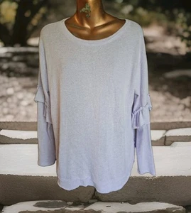 Demacracy Womens Lavender Ruffled Long Sleeve Sweater, Size Medium - Picture 1 of 9