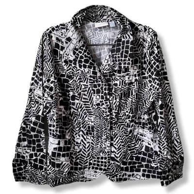 Mujer Chicos Negro Blanco Estampado Abstracto Chaqueta Blazer 2 L Moderno Carrera Elastizado  Foto 1 de 4