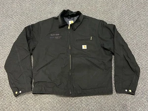 Vintage Carhartt Jacket Mens Lg Reg Black Canvas Blanket Lined J001BLK USA Made - Picture 1 of 10