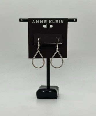 ANNE KLEIN Nuevos Pendientes Perforados Colgantes Lágrima Estrás Cristal 1.75” Largo Foto 1 de 4