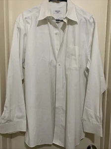 Brooks 346- Mens Button Down 100% Cotton Shirt- 16 1/2 - 34 - White Dress Formal - Picture 1 of 5