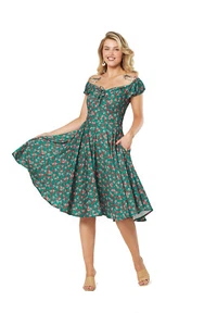 Timeless London Sophia Fit & Flare 1950s Retro Rockabilly Swing Dress - Picture 1 of 4