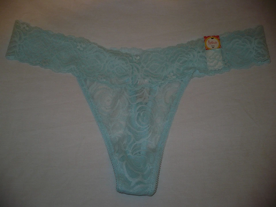 Flirtitude Women's Thong Panties Size X-Large Blue Glow Lace  - Image 1 of 1