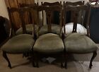 6 Dining Chairs Set Wooden Needs Reupholstering