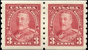 Canada Mint H VF 3c Scott #230 COIL PAIR 1935 KGV Pictorial Issue Stamps - Imagen 1 de 2