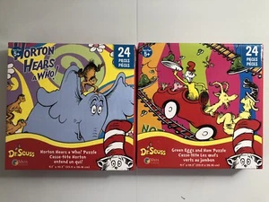 Set of TWO (2) Dr. Seuss 24-Piece Puzzles - Green Eggs & Ham, Horton Hears a Who - Picture 1 of 2