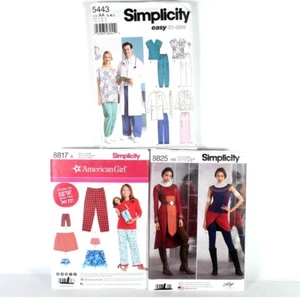 SIMPLICITY LOT 3 8825,8817,5443- Scrubs, Medieval Costume, American Girl Doll - Picture 1 of 4