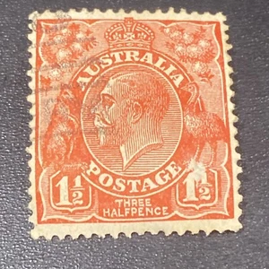 kgv Red Three Half Pence australian stamp rusted Cliche Error ?? - Bild 1 von 6
