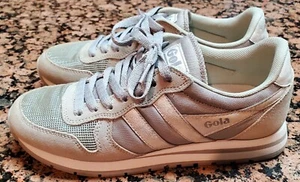 Gola CLB107 Daytona Mirror Sneakers Womens Size 7 Cream Tan Gray Retro Jogger - Picture 1 of 7