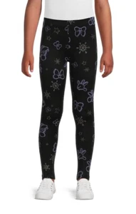 Girls XL 14/16 Disney Mickey Minnie Mouse Christmas Leggings Pants Black Silver - Picture 1 of 4