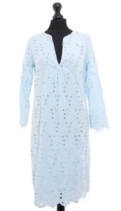 Caliban Sommerkleid Kleid 40 blau hellblau gemustert ¾ Ärmel 100% Baumwolle NEU - Bild 1 von 6