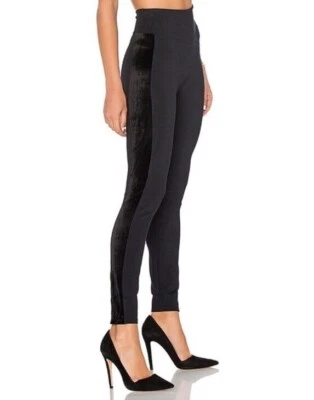 Leggings Spanx média ponte veludo listra lateral Darkacademia gótica bruxa preppy - Imagem 1 de 4