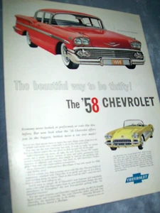 1958 Chevrolet Chevy Bel Air  & Corvette large-mag car ad -"Beautiful way..." - Picture 1 of 1