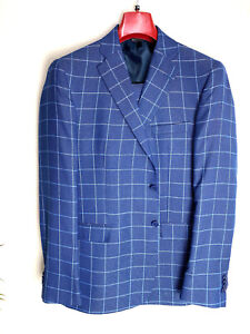 Italian Prestige 2-pieces Blue Strip Suits/ 44R/ 46R US Drop7 NEW Super 150 Wool