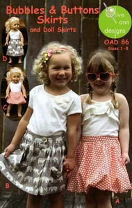FALDAS BURBUJAS Y BOTONES Niñas y Muñecas Falda Patrón/Olive Ann Diseños Tallas 1-8 - Imagen 1 de 2
