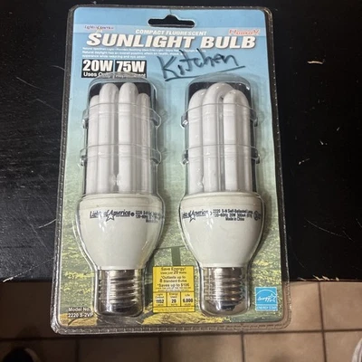 Lights of America Fluorex 75 Watt Fluorescent SunLight Bulbs Qty 2 uses 20W - Image 1 of 2