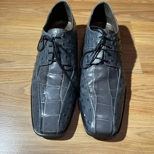 Zapato de vestir Stacy Adams Lenox gris robo cocodrilo avestruz cuero genuino para hombre 9 - Imagen 1 de 5